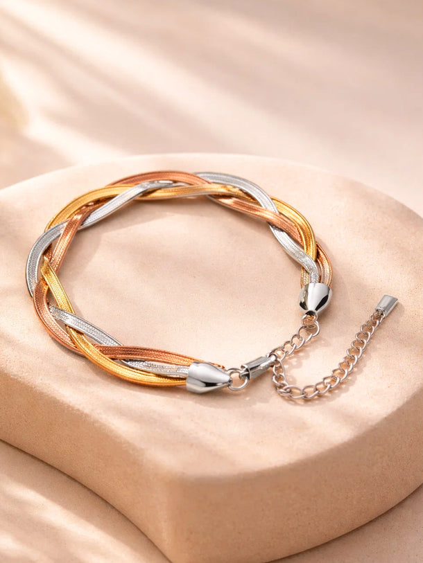 Demi Fine Gold Rhodium Copper Plated Twisted Snake Chain Bracelet | Anti Tarnish