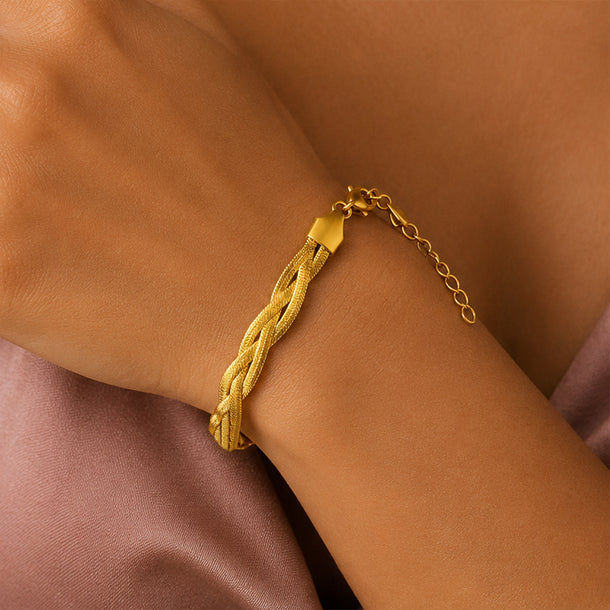 Demi Fine 18K Gold Plated Twisted Snake Chain Bracelet | Anti Tarnish