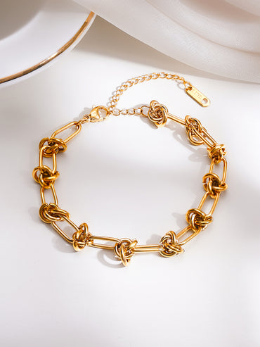 Demifine 18K Gold Plated Stainless steel Knot Link Chain Bracelet