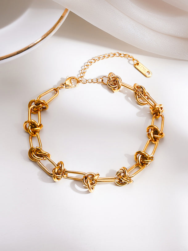 Demifine 18K Gold Plated Stainless steel Knot Link Chain Bracelet