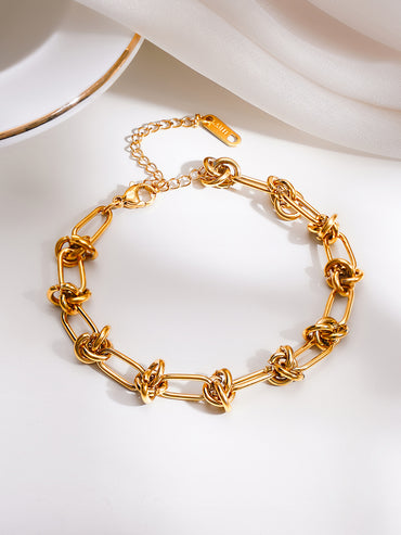Demifine 18K Gold Plated Stainless steel Knot Link Chain Bracelet