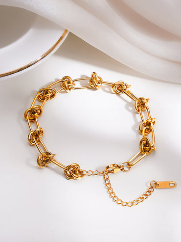 Demifine 18K Gold Plated Stainless steel Knot Link Chain Bracelet