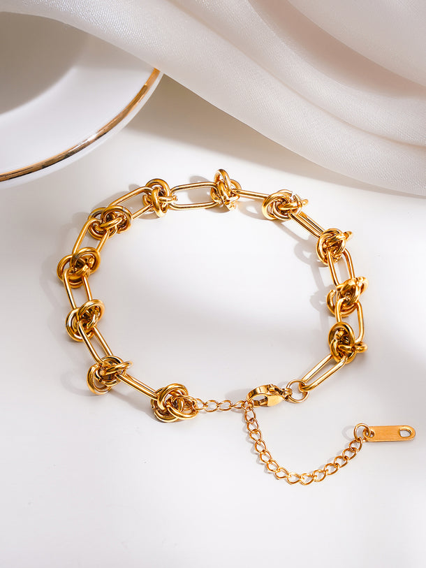 Demifine 18K Gold Plated Stainless steel Knot Link Chain Bracelet