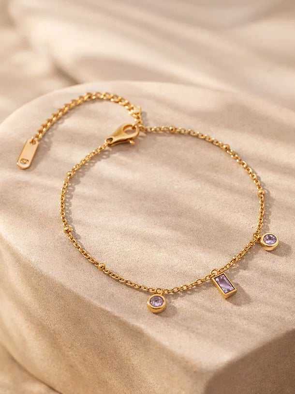 Demi Fine 18K Gold Plated Minimal Crystal Charm Chain Bracelet | Anti Tarnish