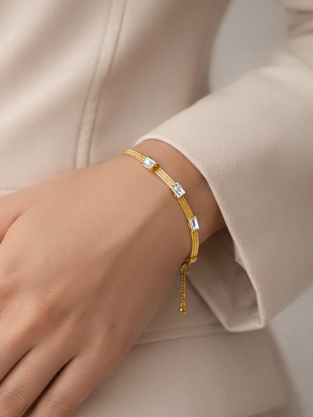 Demi Fine Gold Platde Crystal Snake Chain Bracelet