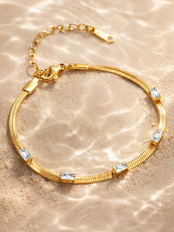 Demi Fine Gold Platde Crystal Snake Chain Bracelet