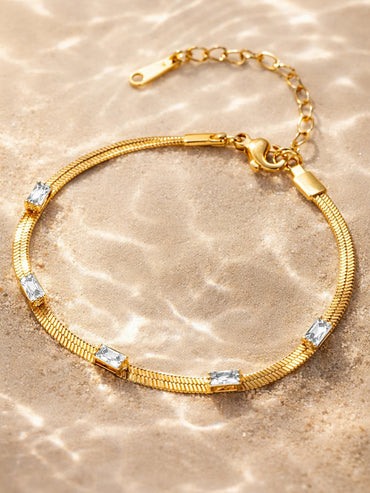 Demi Fine Gold Platde Crystal Snake Chain Bracelet