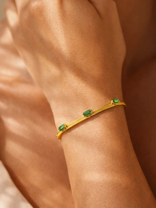 Demi Fine Gold Plated Emerald Snake Chain Bracelet