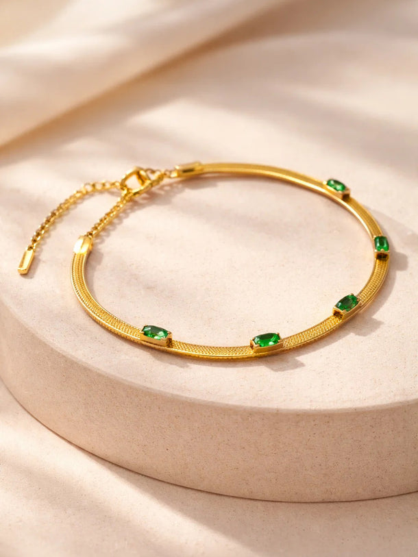 Demi Fine Gold Plated Emerald Snake Chain Bracelet