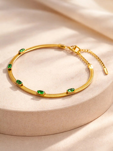 Demi Fine Gold Plated Emerald Snake Chain Bracelet