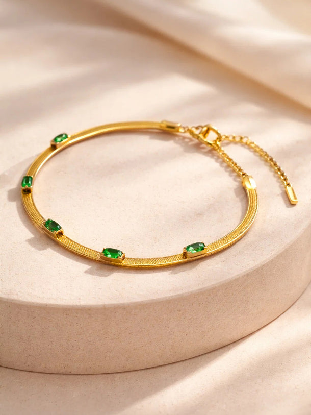 Demi Fine Gold Plated Emerald Snake Chain Bracelet