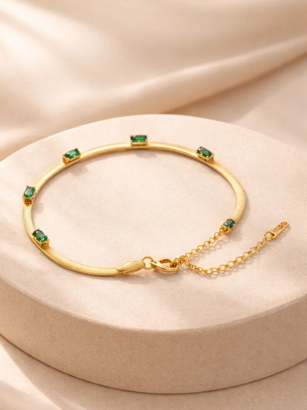 Demi Fine Gold Plated Emerald Snake Chain Bracelet