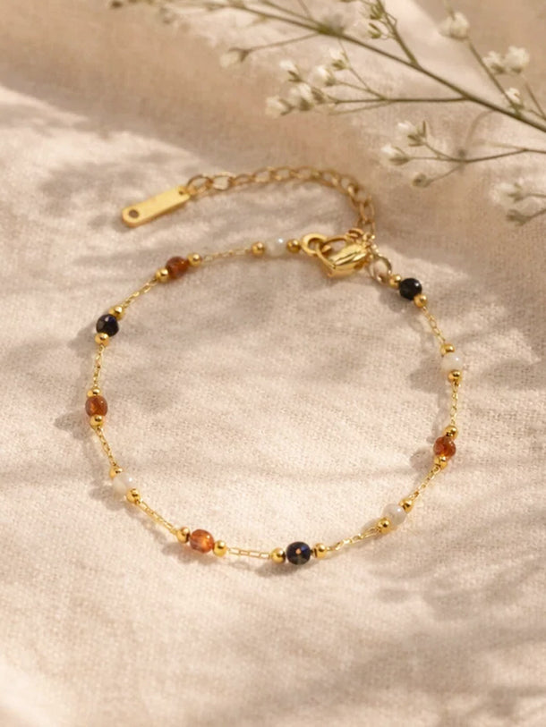 Demi Fine 18K Gold Plated Multicolor Beaded Chain Bracelet | Anti Tarnish