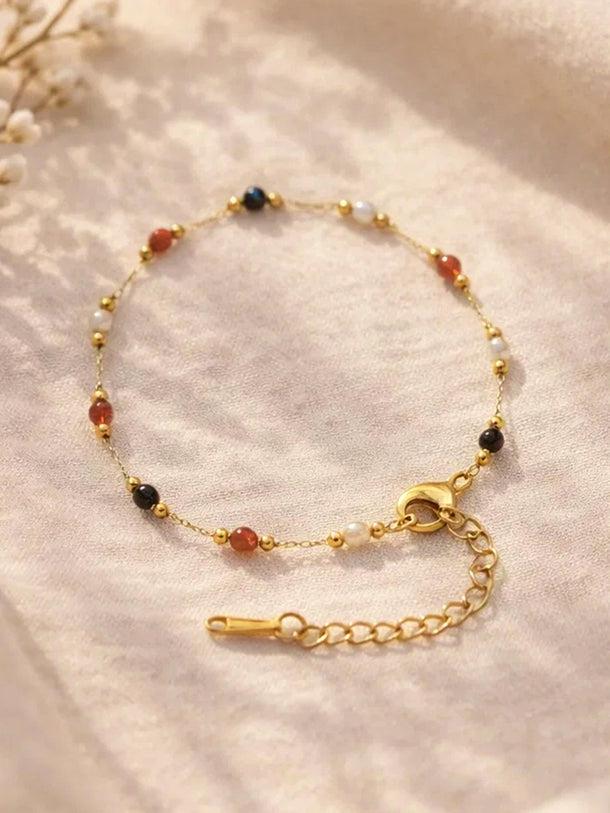 Demi Fine 18K Gold Plated Multicolor Beaded Chain Bracelet | Anti Tarnish