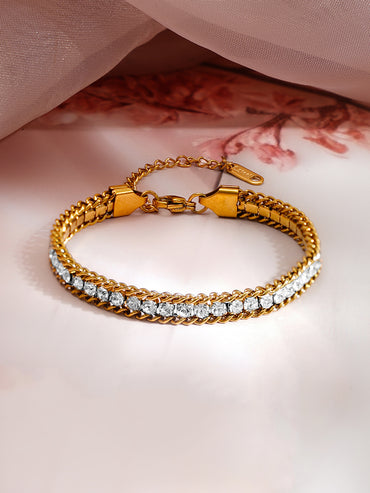 Demi Fine 18K Gold Plated Crystal Chain Bracelet | Anti Tarnish