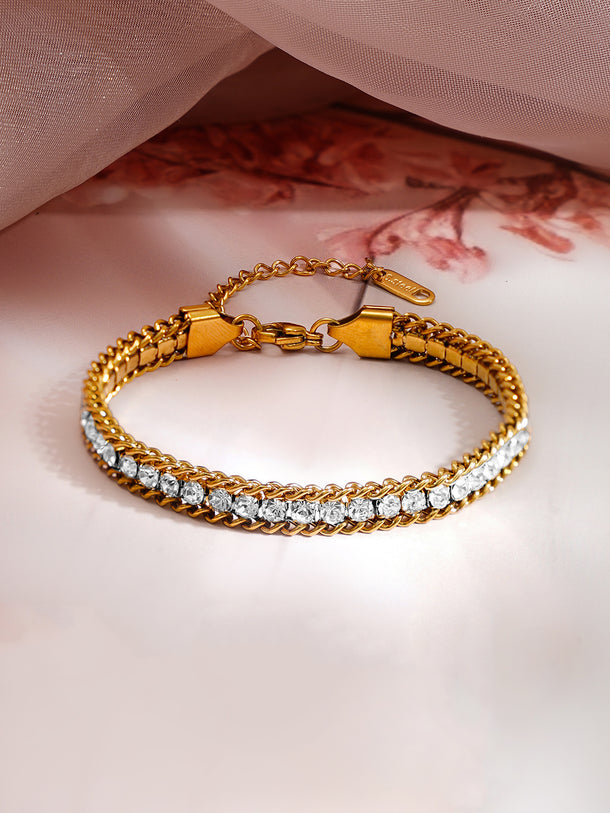 Demi Fine 18K Gold Plated Crystal Chain Bracelet | Anti Tarnish