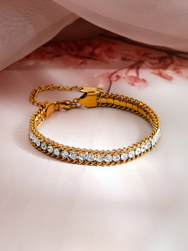 Demi Fine 18K Gold Plated Crystal Chain Bracelet | Anti Tarnish