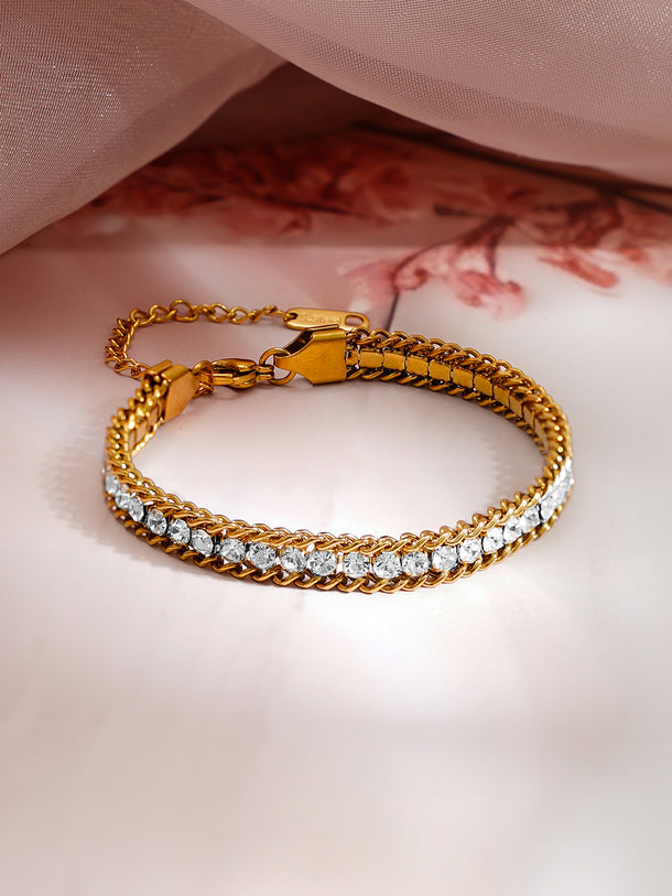 Demi Fine 18K Gold Plated Crystal Chain Bracelet | Anti Tarnish