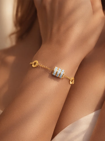 Demi Fine 18K Gold Plated Crystal Barrel Disc Chain Bracelet | Anti Tarnish