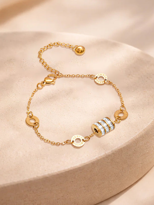Demi Fine 18K Gold Plated Crystal Barrel Disc Chain Bracelet | Anti Tarnish
