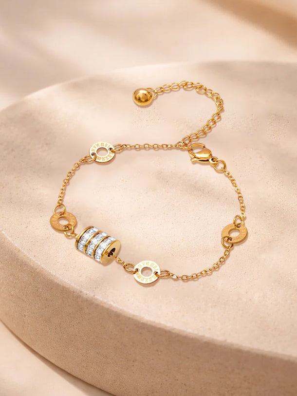 Demi Fine 18K Gold Plated Crystal Barrel Disc Chain Bracelet | Anti Tarnish