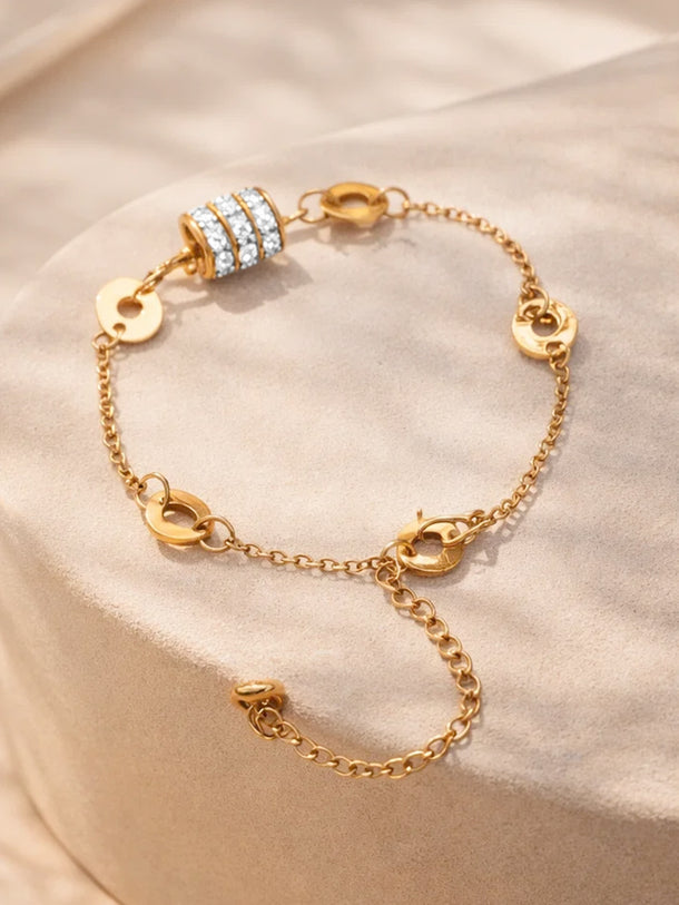 Demi Fine 18K Gold Plated Crystal Barrel Disc Chain Bracelet | Anti Tarnish