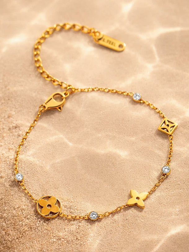 Demi Fine Gold Plated Crystal Charm Chain Bracelet | Anti Tarnish