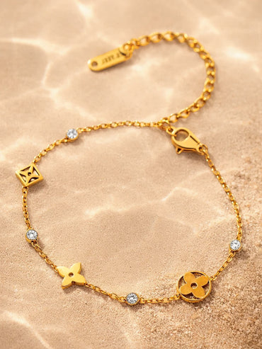 Demi Fine Gold Plated Crystal Charm Chain Bracelet | Anti Tarnish