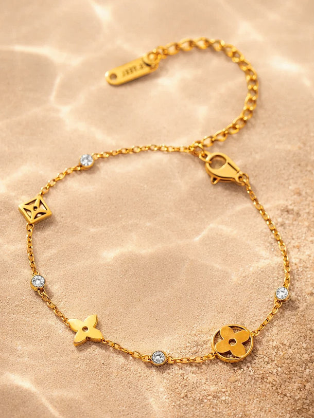 Demi Fine Gold Plated Crystal Charm Chain Bracelet | Anti Tarnish