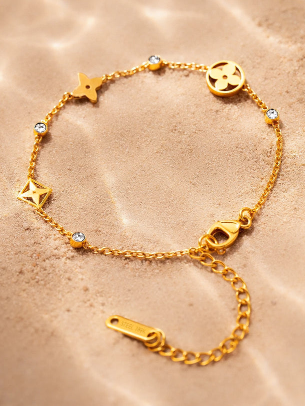 Demi Fine Gold Plated Crystal Charm Chain Bracelet | Anti Tarnish