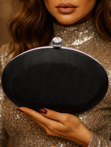 Chic Black Oval Cocktail Clutch