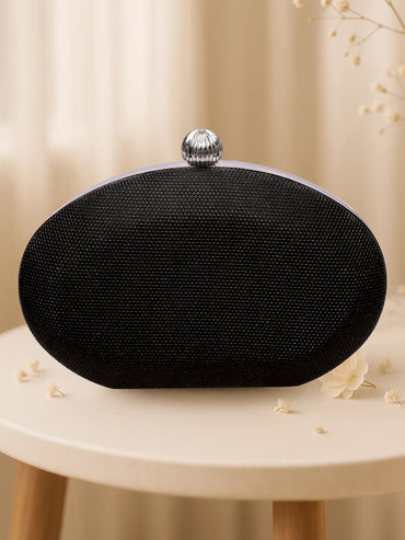 Chic Black Oval Cocktail Clutch