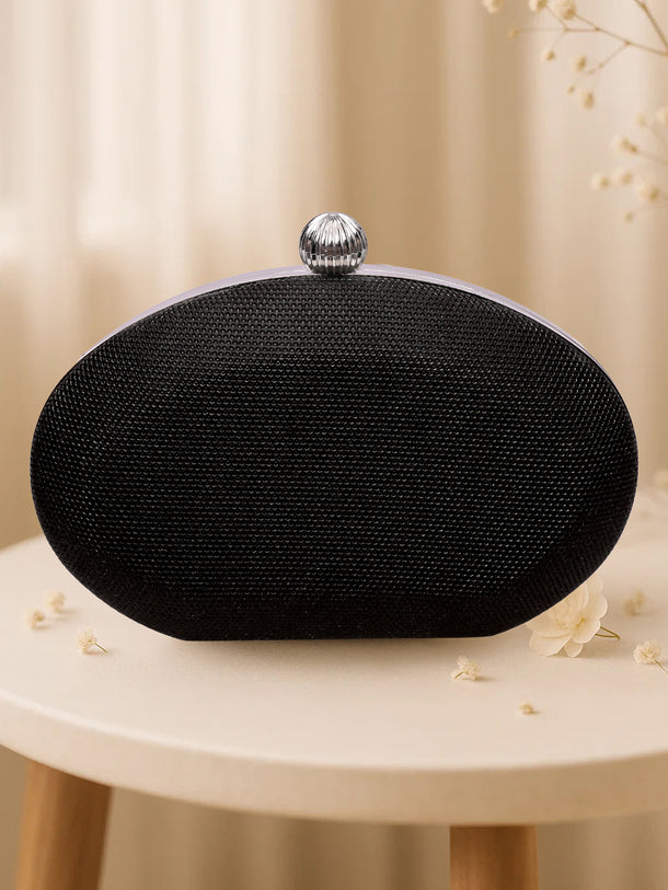 Chic Black Oval Cocktail Clutch