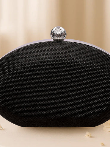 Chic Black Oval Cocktail Clutch