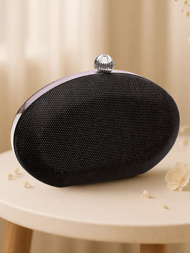 Chic Black Oval Cocktail Clutch