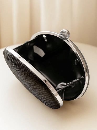 Chic Black Oval Cocktail Clutch