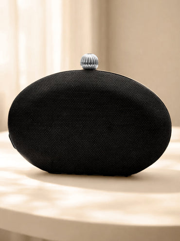 Chic Black Oval Cocktail Clutch
