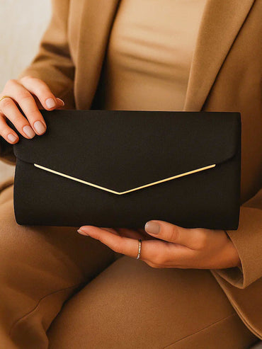 Black Glitter Envelope Party Clutch Bag