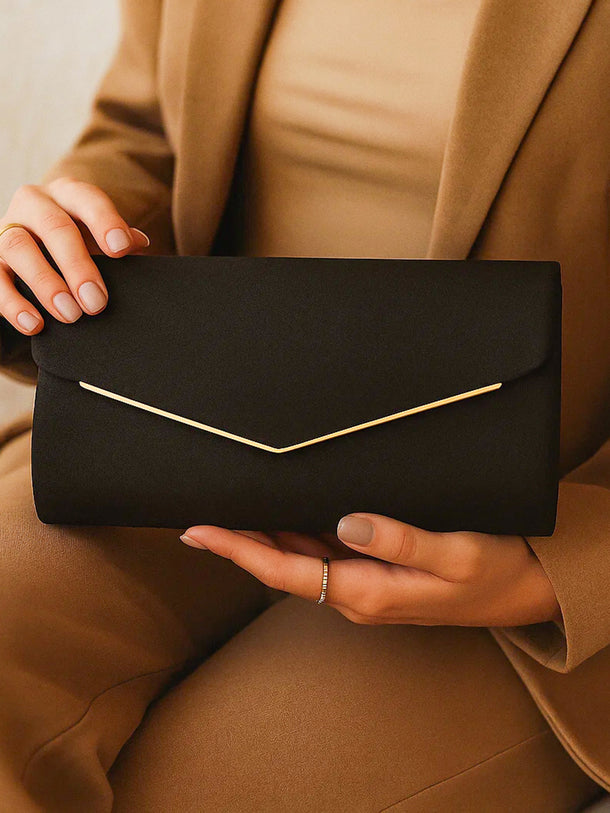 Black Glitter Envelope Party Clutch Bag