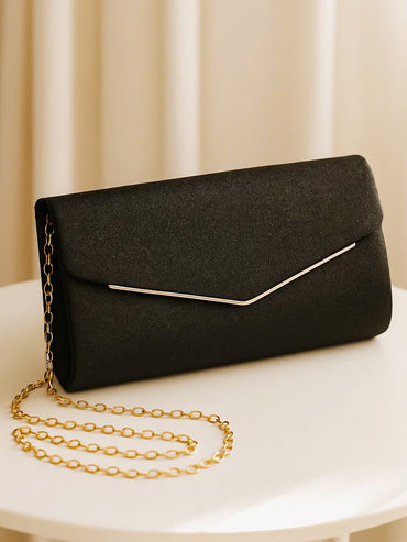 Black Glitter Envelope Party Clutch Bag