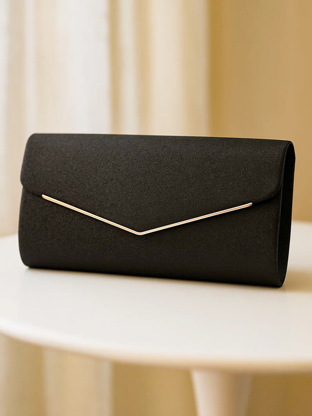 Black Glitter Envelope Party Clutch Bag