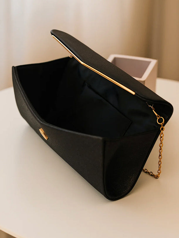 Black Glitter Envelope Party Clutch Bag