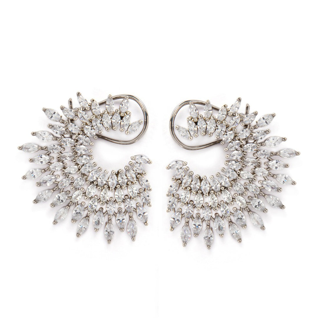 Rubans Silver-Plated Handcrafted AD & Cubic Zirconia Studded Designer Spiral Stud Earring
