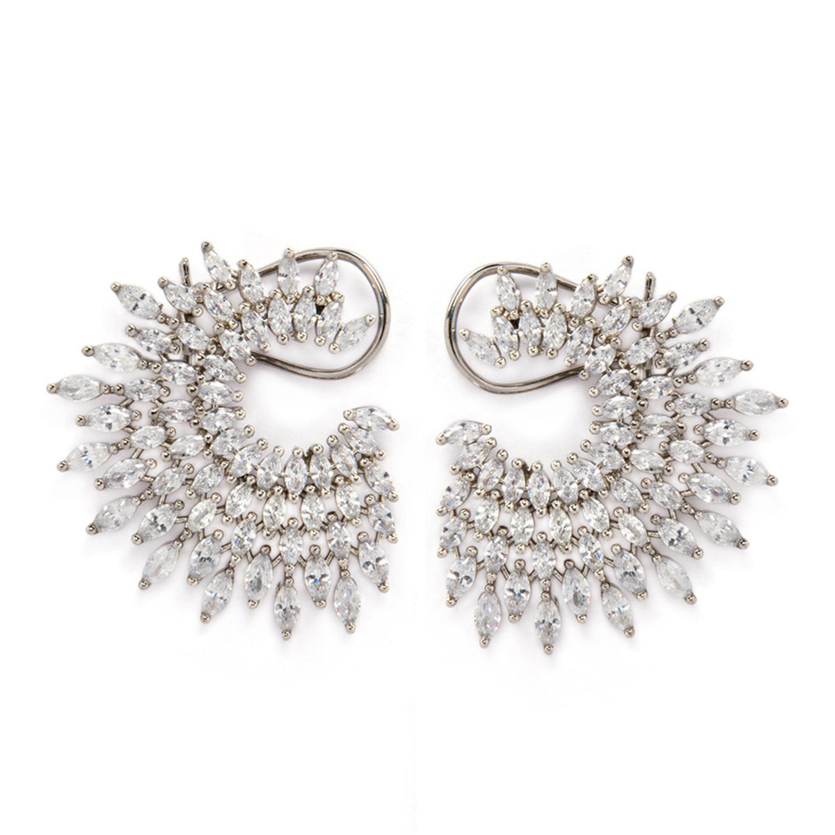 Rubans Silver-Plated Handcrafted AD & Cubic Zirconia Studded Designer Spiral Stud Earring