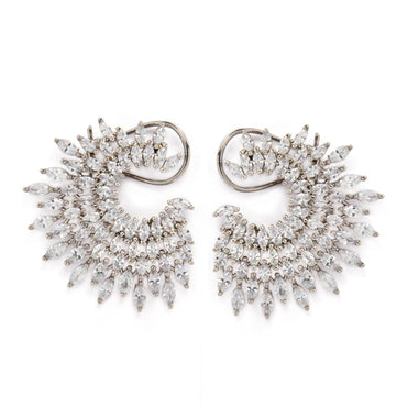Rubans Silver-Plated Handcrafted AD & Cubic Zirconia Studded Designer Spiral Stud Earring