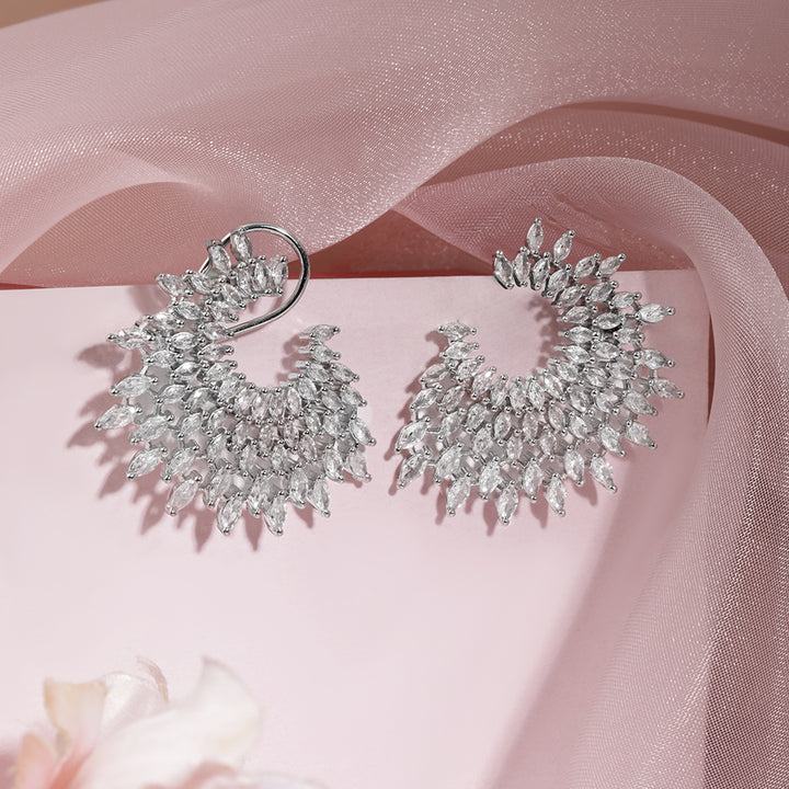 Rubans Silver-Plated Handcrafted AD & Cubic Zirconia Studded Designer Spiral Stud Earring