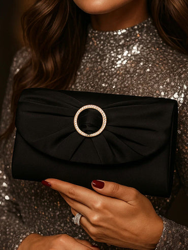 Black Satin Glam Evening Clutch