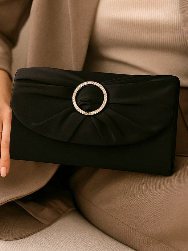 Black Satin Glam Evening Clutch