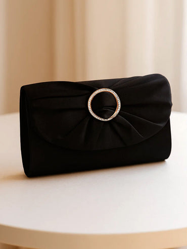 Black Satin Glam Evening Clutch