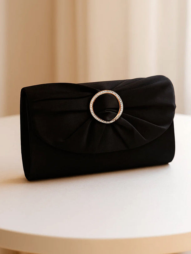Black Satin Glam Evening Clutch